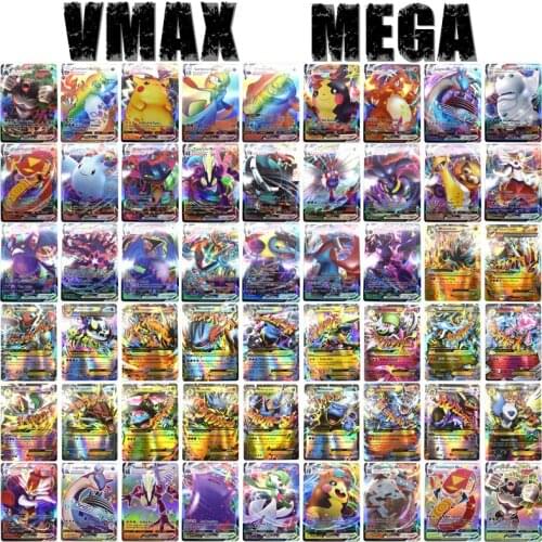 50PCS Pokemon Cards Not repeating Anime VMAX Pikachu Charizard Version Game Shining Collection Battle Carte Trading Cards Toys