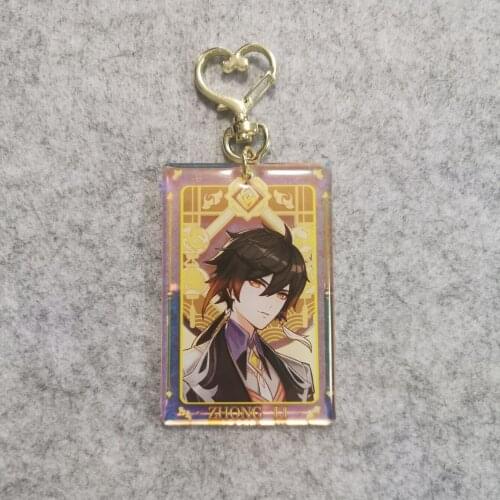 Anime Game Genshin Impact Zhongli Acrylic Keychain Toys Cute Cartoon Pendant Cosplay Itabag School Bag Keyrings Xmas Gifts