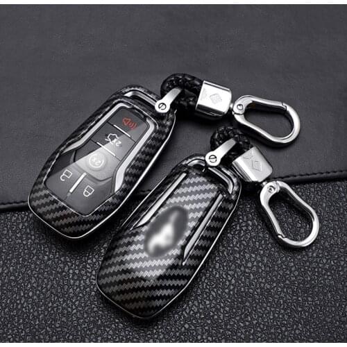 1 Pcs Carbon Fiber Car Key Case For Ford Explorer Mondeo F150 F250 F350 F450 Mustang Edge Fusion Ranger 2015 2017 Car Styling