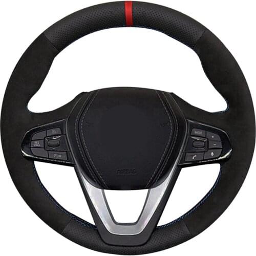 Car Steering Wheel Cover Non-slip DIY Black Genuine Leather Suede For BMW G20 G21 G30 G31 G32 X3 G01 X4 G02 X5 G05 X7 G07 Z4 G29