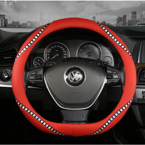 D Shape 38cm Car Steering Wheel Cover Non-slip PU Leather for 2015 POLO GOLF 7 Scirocco Suzuki Swift Nissan Rogue High Quality