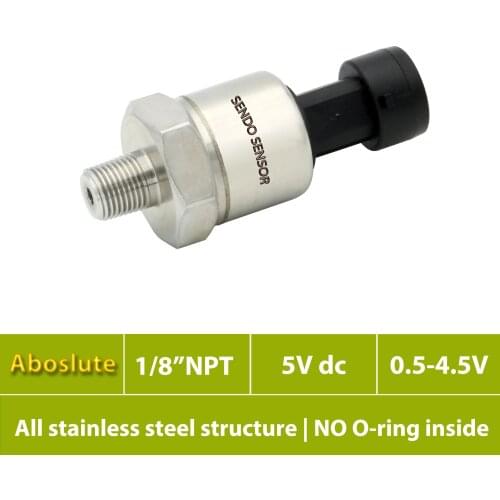 Stainless steel isolated pressure sensor, absolute pressure 15, 30, 50, 75, 100, 150 psia, 1, 1.6, 4, 6, 10, 16 bar abs, ammonia