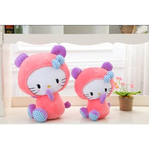25cm Childrens Cute Strawberry Cat Doll Cute Plaid Butterfly Plush Toy Pillow Baby Birthday Christmas Gift Free Shipping