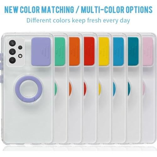 Push Pull Transparent Phone Cover For Samsung Galaxy A32 4G 5G Stand Ring Bumper Case A52 A22 A82 A72 A12 A42 A02 A 21S 71 51 31