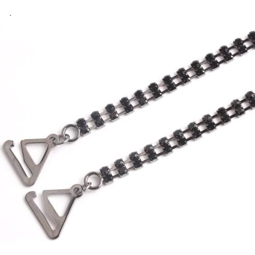 Elegant double metal rhinestone shoulder strap the bride wedding dress diamond shoulder strap underwear tube top invisible