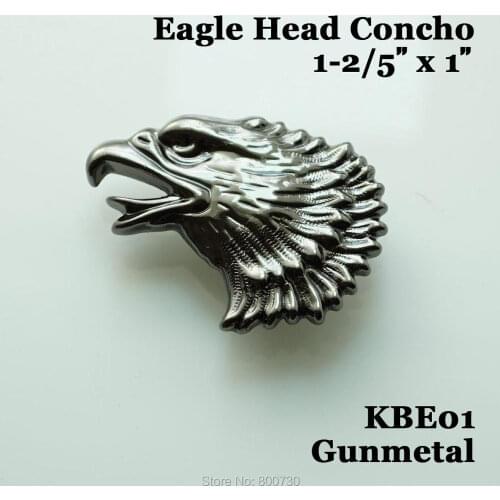 KBE01) 10pc Western Concho Freedom Eagle Head Concho Left Gunmetal Leathercraft