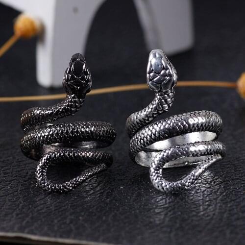 1 Piece European New Retro Punk Exaggerated Spirit Snake Ring Fashion Personality Stereoscopic Opening Adjustable Ring Jewelry