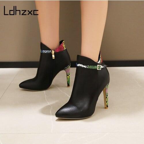 LDHZXC New Arrival Ankle Boots for Women Pointed Toe Autumn Winter Boots Sexy High Heels Boots Fashion Party Shoes Woman