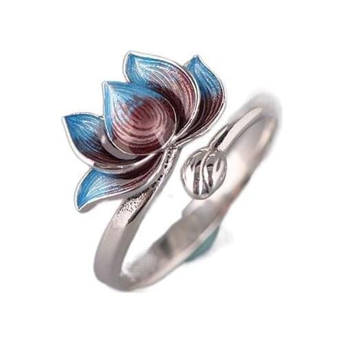 Fashion Student Daily Accessories Anniversary Party Gifts For Men And Women Vintage Lotus Open Rings