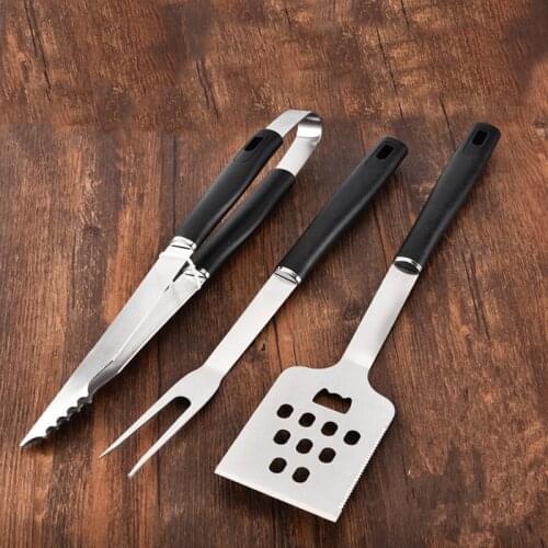 Stainless Steel Barbecue Grilling Tools Set BBQ Kit Utensil Accessories Food Tong Meat Fork Spatula Camping Outdoor Tool 3pcs