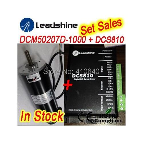 Set Sales Leadshine DCM50207D 120W Servo Motor with DCS810 Servo Drive (80VDC 20A) and RS232 tuning cable