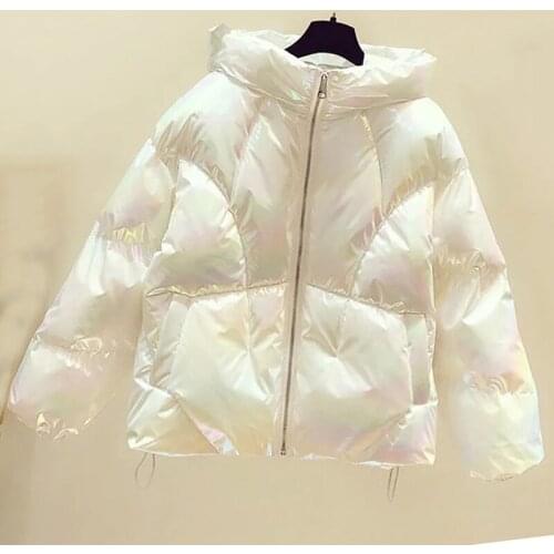 Novel Bright Glossy Down Padded Jacket Female Students Outwear Coat Winter Warm Parka Women Loose Hooded Coat
