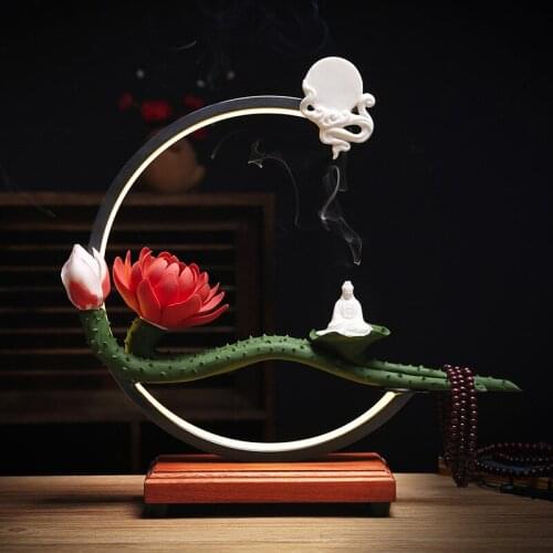 New Chinese style back censer zen garden furnishing articles Creative design circle of light censer household teahouse adornment