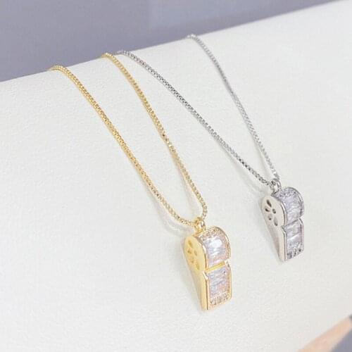 BOTU 2021 New Fashion Creative Whistle Necklace Popular Womens Simple Personalized Zircon Pendant Exquisite Jewelry for Women