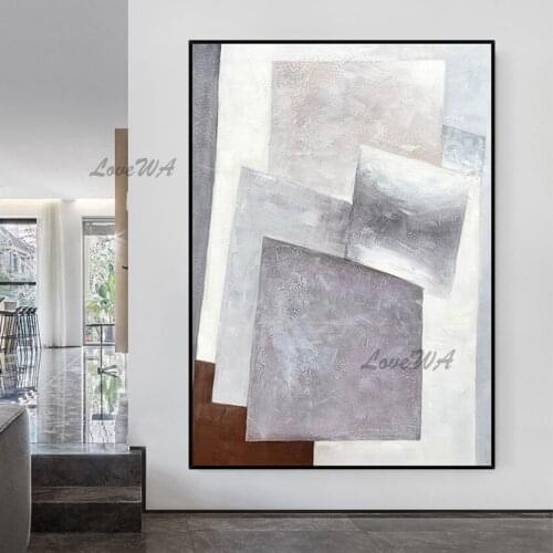 New Arrival Light Color Geometric Abstract Painting Modern Canvas Painting Idea Unframed Large Size Painting For Home Decoration