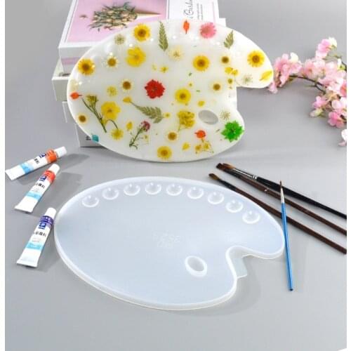 Handmade Artist Paint Palette Resin Casting Mold Oval Shape Art Palette Resin Mold DIY Oil Paint Pallete Painting Molds