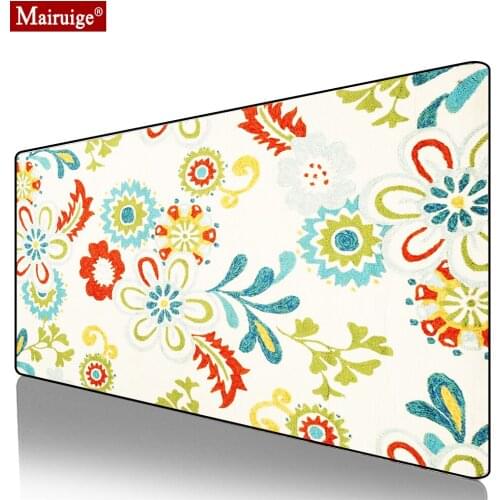 Persian Rug Flower Yellow Mouse Pad XXL Gamer Desk Mat Large Keyboard Pad Gaming MousePad 90x40cm/80x30cm for Laptop Table Pads