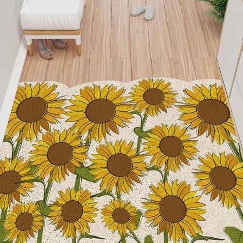 Flower Pattern Mats Carpet PVC Kitchen Mat Home Hallway Doormat Dust-proof Anti-slip Floor Mats Carpet Custom Entrance Doormat