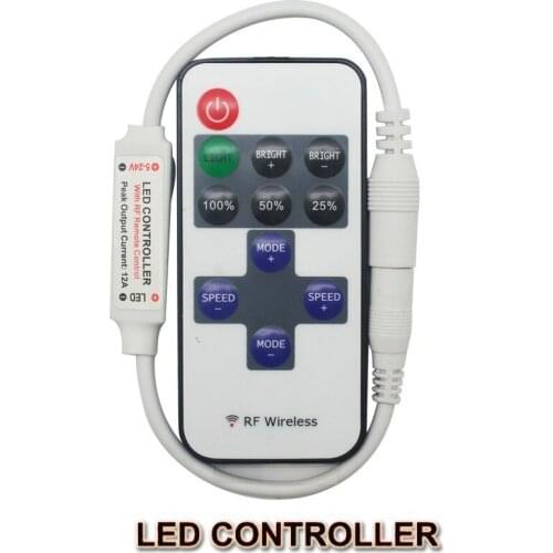 10pcs Mini RF Wireless Led Remote Controller Led Dimmer Controller For Single Color Light Strip SMD5050/3528/5730/5630/3014