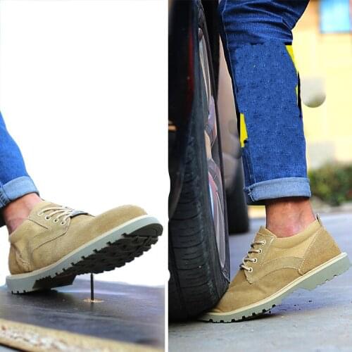 Unisex Work Shoes Prevent Smashing Shock Absorption The Bulk Of Leather Fashion Casual City Architecture Steel Safety Shoes 2020