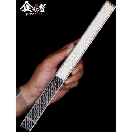 Titanium Alloy Folding Fan Daya Nine-Inch Ten-Eight Square Kung Fu Iron Fan Customization Steel Rib Tactical Taiji Self-Defense