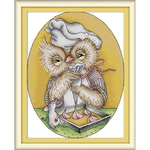 Owl 9 cross stitch kit aida 14ct 11ct count print canvas cross stitches needlework embroidery DIY handmade