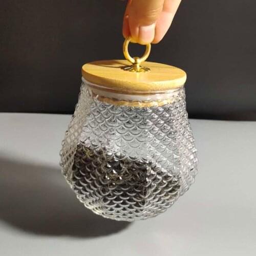 Glass tea cans metal buckle storage cans dried fruit miscellaneous grains sealed cans hammered glass storage sealed cans