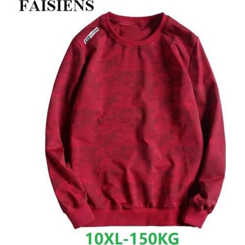 Men Autumn winter Long Sleeve Sweatshirts Large Size Casual Red Camouflage Hipster Sweatshirts Plus Size7XL 8XL 9XL 10XL