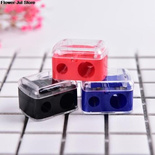 2 Holes Pencil Sharpener for Eyebrow Lip Liner Eyeliner Random Color