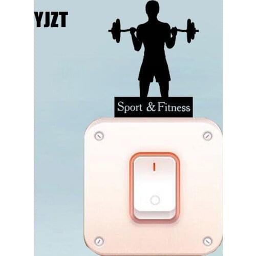 YJZT Sport And Fitness Logo Man Barbell Gym Workout Light Switch Stickers Funny Wall Sticker Wonderful 8SS2280