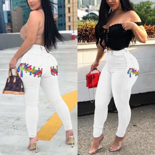 Women Denim Trousers Cutout Tight Jeans High Waist Casual Side Pocket Back Bandage Streetwear Wrapped Pants Sweatpants