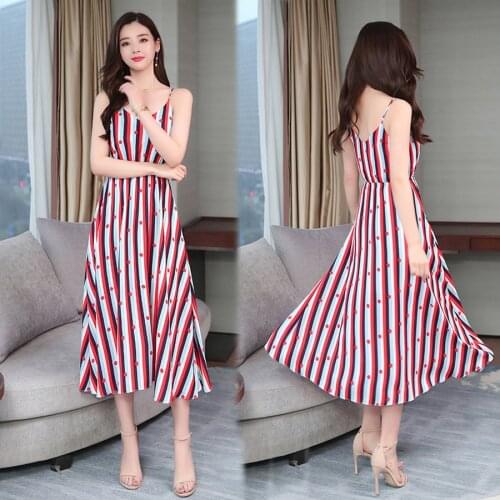 2021 Korean New Chiffon Boho Midi Sexy Dress Summer Vintage Plus Size Sweet Beach Sundress Elegant Women Bodycon Party Vestidos