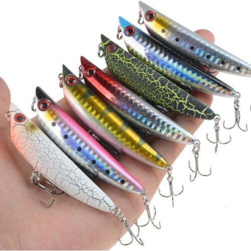 1pcs Top Water pencil Fishing Lure Wobbler Hard Plastic Artificial Surface Pencil Minnow 8cm 8.5g with 3D Eyes