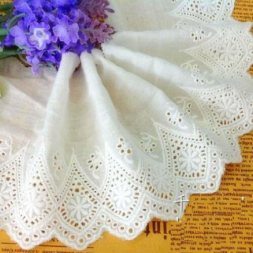 YACKALASI 100% Cotton Lace Eyelet Embroidery AppliqueD Lace Flower Trims 3d wedding 9Cm
