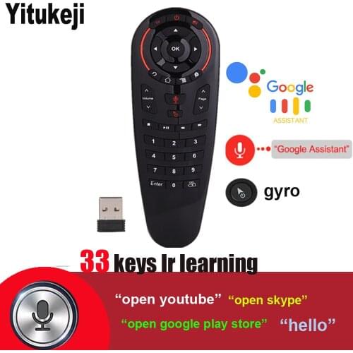 2.4G Wireless 33 Keys IR Learning Gyro Sensing Game for Android TV Box PC Air Mouse Google Voice Remote Control G30S