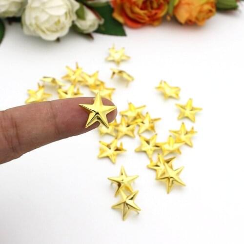 200pcs/lot 15mm Gold Plated Star Studs Metal Claw Beads Nailhead Punk Studs Rivet Belt/Leather/Bracelets/Clothes Accessories