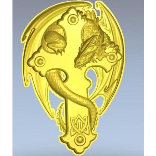 3D STL Dragon 3d model relief for cnc in STL file format cross