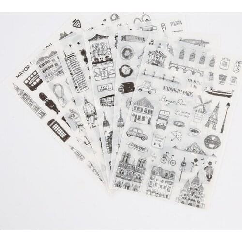 6 sheets/lot For Student Beautiful w47 PVC Decoration Travel Masking Notebook Album Decor Diary Kids Sticker