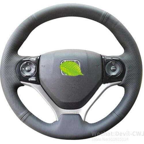 Alcantara For Honda Jade 9th gen Civic hand-stitch leather carbon fiber suede steering wheel cover grip cover 2012-2020 Interior