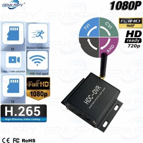 Geniuspy 1CH Mini AHD/TVI/CVI HDC DVR MDVR Car Use Wifi Network Camera H.265 Recorder For 720P/1080P Camera