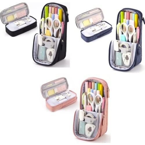 ANGOO Pen Bag Two Layer Foldable Phone Holder for Stationery School