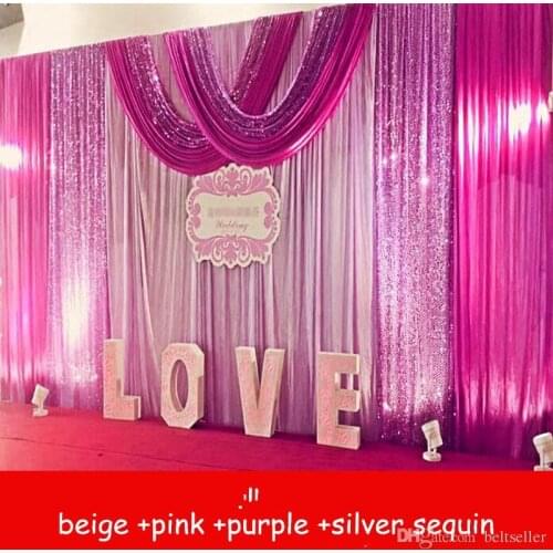 Unicorn party decortions 3Mx6M Wedding Backdrop curtains with Silver Sequins swag Celebration Stage Performance Background props