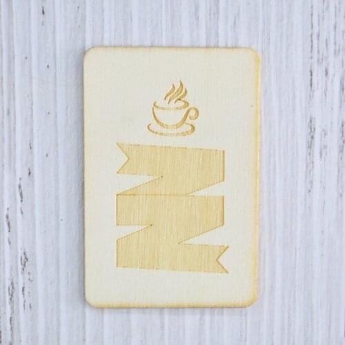 Happymems Coffee Tags Wooden Shape Vintage Scrapbooking Embellishment DIY Wood Stick Craft Home Decoration Accessories