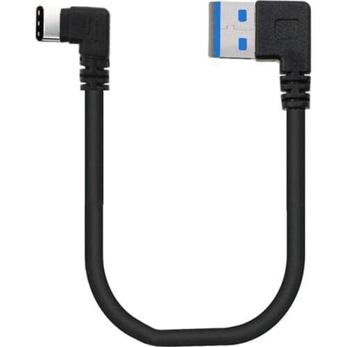 Short USB 3.0 Cable Type A Male to Type C USB Charger Cable,Double 90 Degree Right Angle 5 Pin 25CM Charger Cord