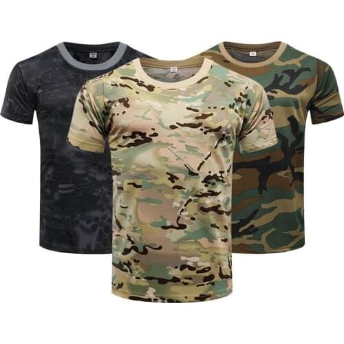 Camouflage Tactical Shirt Short Sleeve Mens Quick Dry Combat T-Shirt Military Army Clothes Outdoor Hiking Hunting Shirts X634D