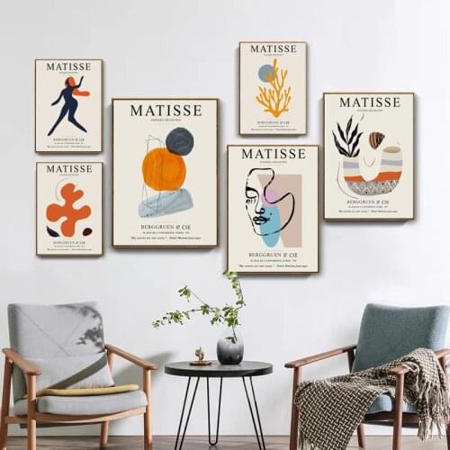 Matisse Fashion Girl Line Leaf Canvas Printing Abstract Art Picture Nordic Poster Living Room Corridor Wall Decoration Picture