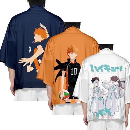 Anime Kimono Haikyuu Cosplay Costume Nekoma High School Shoyo Hinata Coats Tobio Kageyama Cloak Sawamura Tops Halloween Party