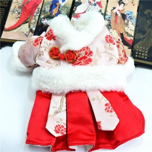 Chinese New Year Dog Clothes Winter Pet Coat Warm Dog Clothing Tang Suit cheongsam Spring Festival Dog Costume Apparel Dropship