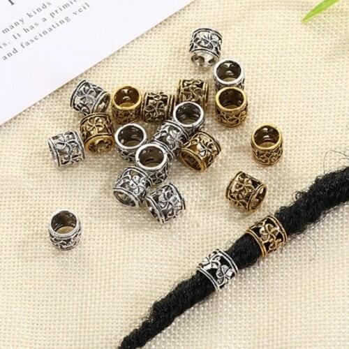 5Pcs Metal Hair Rings Beads Cuffs Tubes Charms Hair Braider Tool Dreadlock Dread Hair Braids Jewelry Decoration Accessories