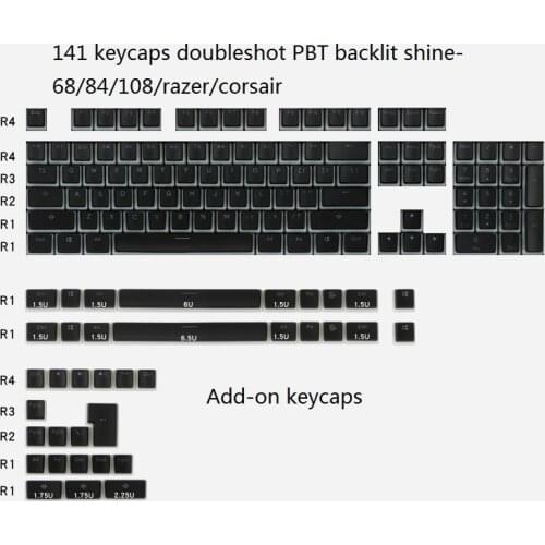Doubleshot PBT keycaps for mechanical keyboard OEM pudding keycap double shot razer 68 84 keyboards backlighting shine keycaps